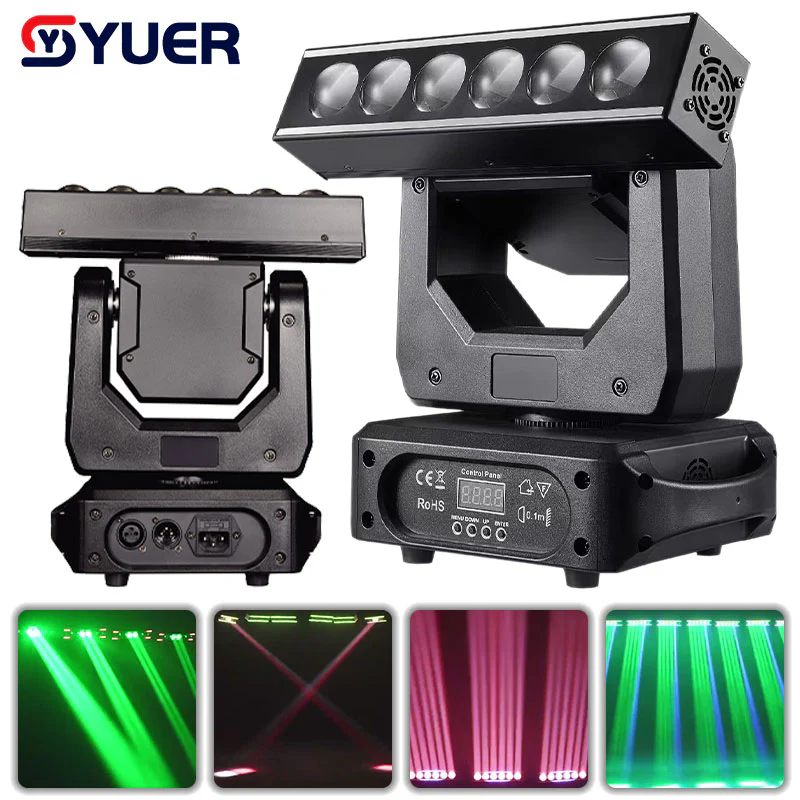 YUER™ NEW 6X20W Beam LED with Strobe Moving Head Light Dj Disco Controller LED Lamp RGBW 4In1 XYZ Moving Head Infinite Rotation