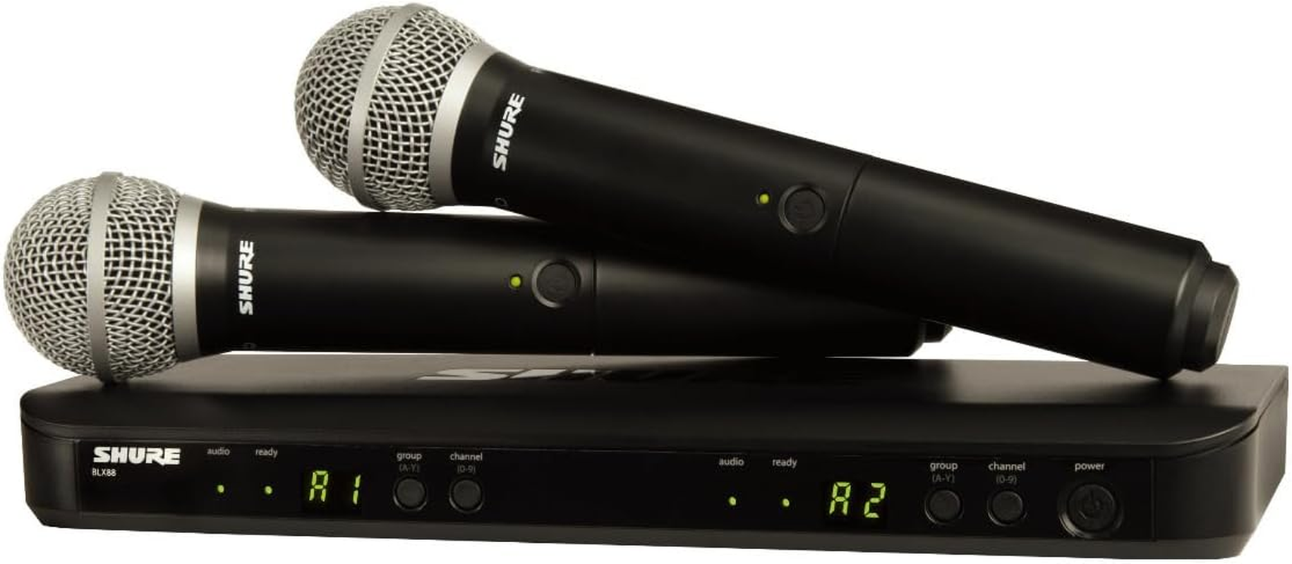 BLX288/PG58 Wireless Microphone System - 14-Hour Battery Life, 300 Ft Range, UHF | Includes (2) PG58 Handheld Vocal Mics, Dual Channel Receiver | J11 Band (BLX288/PG58-J11) - Image 2