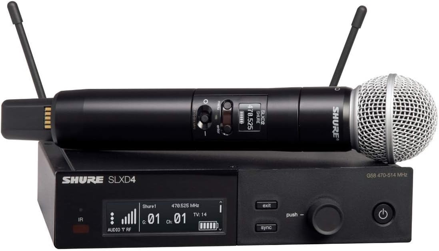 SLXD24/SM58 Digital Wireless Microphone System - Includes SLXD2 Handheld Transmitter with SM58 Vocal Mic Capsule and SLXD4 Single Channel Rack Mount Receiver | H55 Band (SLXD24/SM58-H55)
