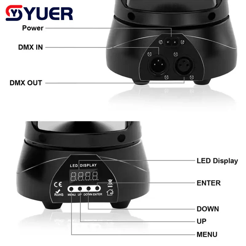 YUER™️ NEW Mold MINI LED 60W RGBW Beam Moving Head Light DMX512 Stage Light for Home Entertainment Professional Stage Music Party - Image 2