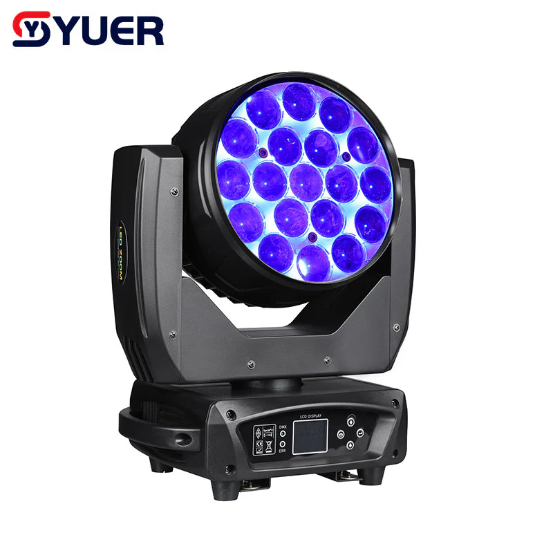 YUER™️ 19PCS 15W RGBW 4IN1 Focusing Moving Head Wash Light for Disco Beam Lights DJ Party Stage Lighting Commercial Lights