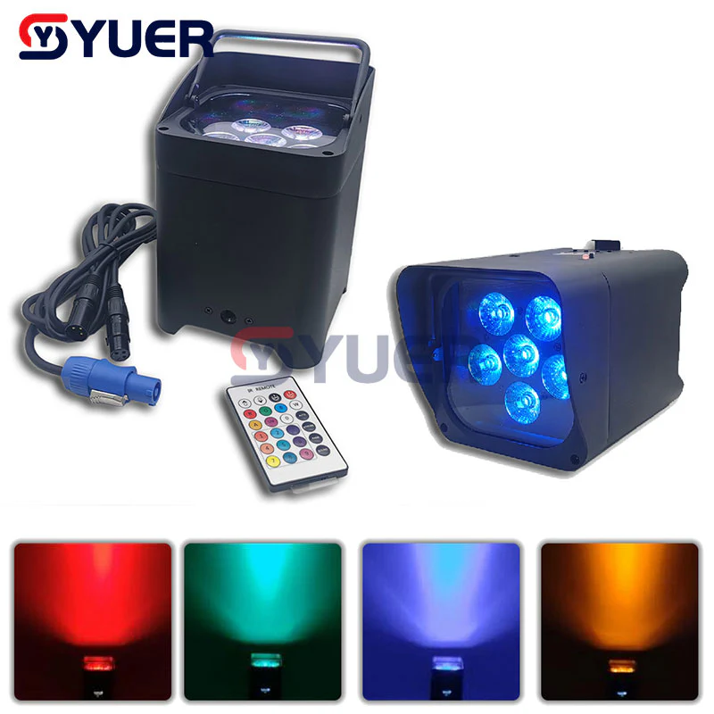 YUER™️ NEW Battery Wireless Par 6X18W RGBWA-UV 6IN1 DJ Par Light IR Remote and Wifi APP Control LED Par for DJ Disco Stage Indoor Bar