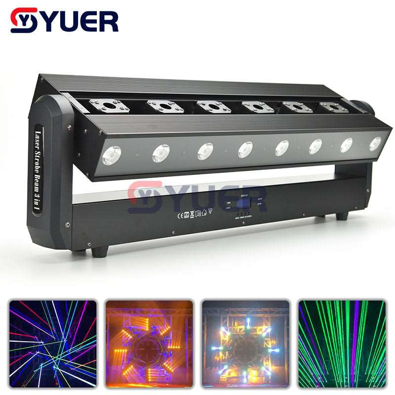 YUER™️ 6 Eyes Moving Head RGB Laser Bar Beam Strobe Stage Effect Lighting for DJ Disco Party Events DMX Sound Modes Projector Fixtures