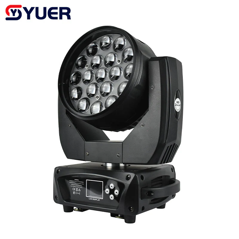 YUER™️ LED 19X15W RGBW 4IN1 Moving Head Zoom Light for Disco Beam Lights DJ Party Stage Lighting Commercial Lights