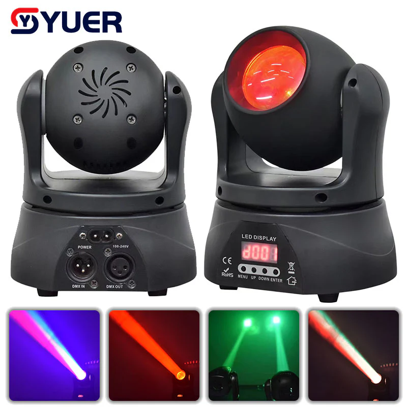YUER™️ NEW Mold MINI LED 60W RGBW Beam Moving Head Light DMX512 Stage Light for Home Entertainment Professional Stage Music Party