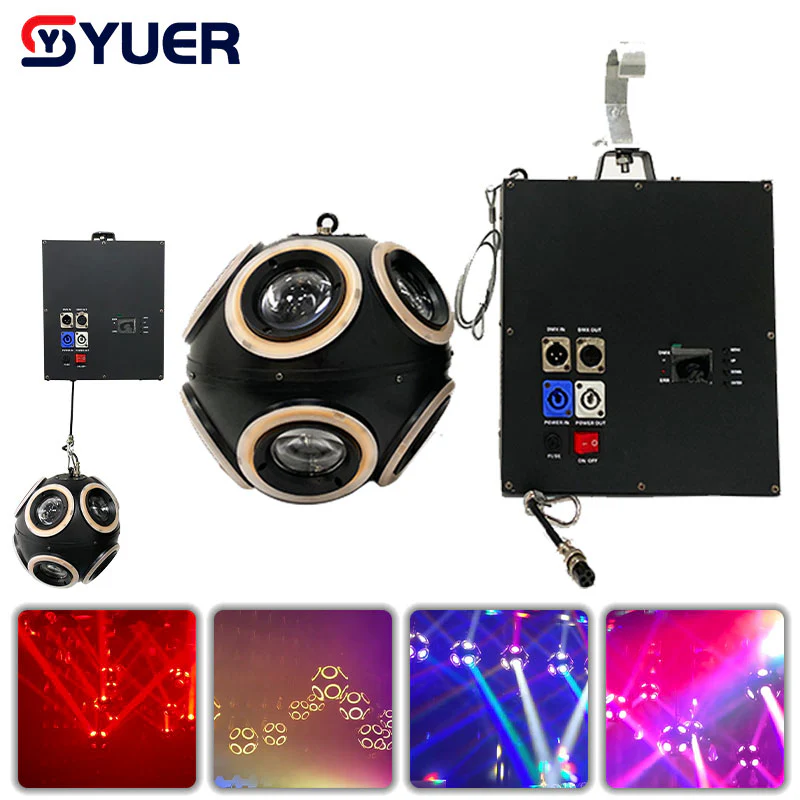 YUER™ RGBW 300W LED 4In1 Lifting Football Shape Light DMX Rolling Beam Moving Head Stage Effect DJ Party Christmas Decoration Lights