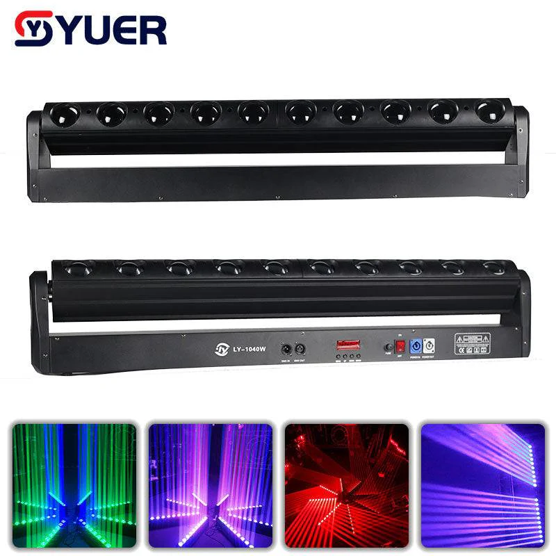 YUER™️ 10X40W LED Scanning Point Control Moving Head Beam Light RGBW 4IN1 Wall Bar Stage Matrix Dyeing for Party KTV Disco DJ