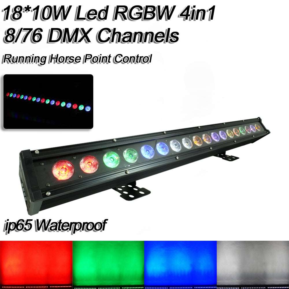 YUER™️ IP65 Water Proof Point Control 18X10W RGBW 4In1/18X15W RGBWA 5In1/18X18W RGBWAUV 6IN1 LED Wall Wash Light DMX LED Line Bar Wash Stage Light for Dj Waterproof Running Horse Point Control
