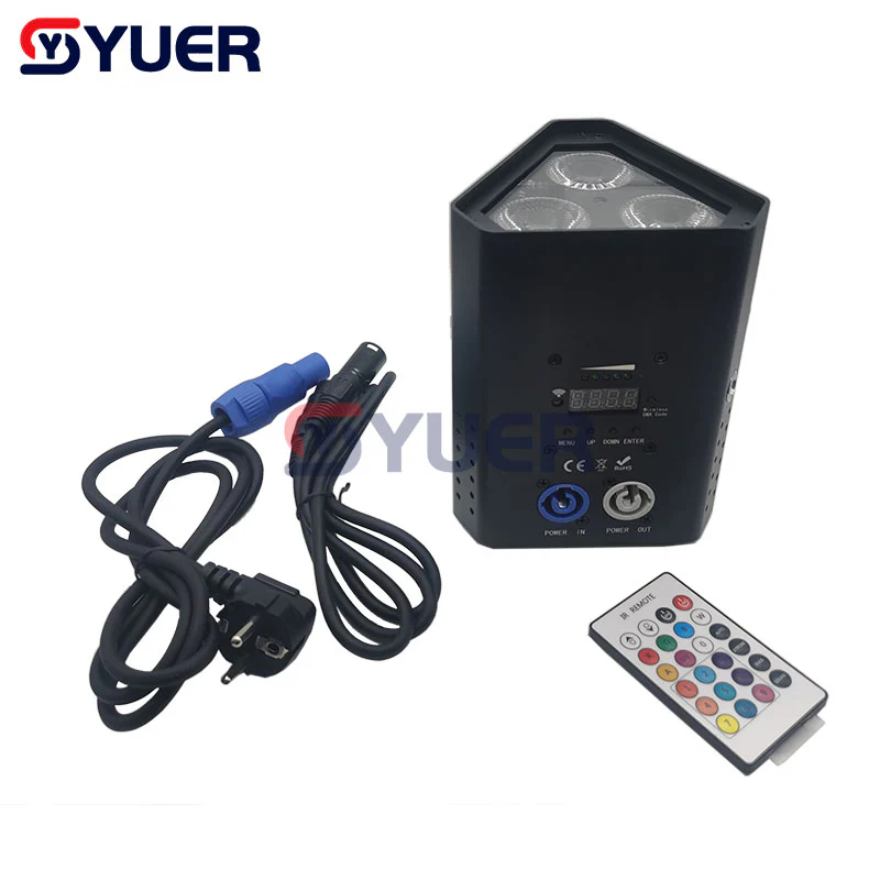 YUER™️ Mini LED Par Light 54W DMX Wireless RGBWA-UV 6IN1 for LED DJ Party Stage Lights Wash LED 2.4Ghz Wireless Remote Control Battery