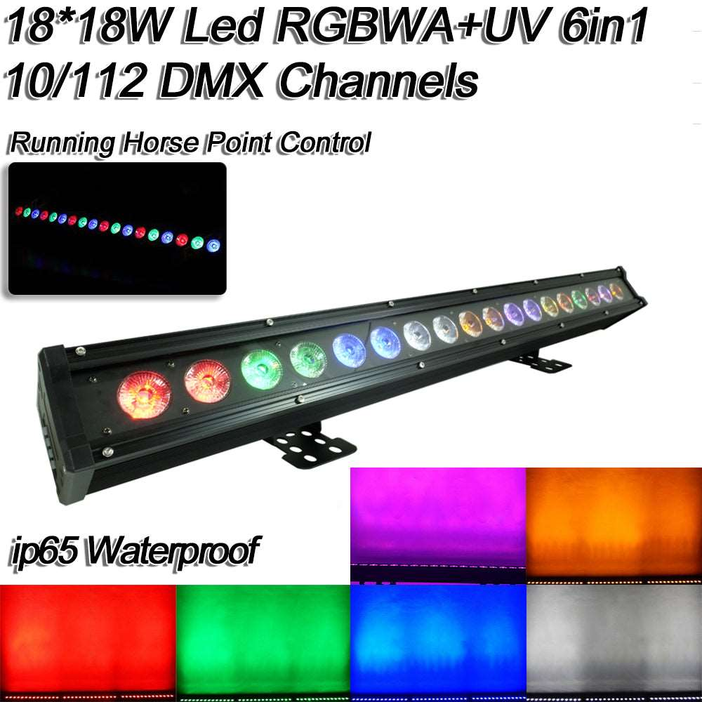 YUER™️ IP65 Water Proof Point Control 18X10W RGBW 4In1/18X15W RGBWA 5In1/18X18W RGBWAUV 6IN1 LED Wall Wash Light DMX LED Line Bar Wash Stage Light for Dj Waterproof Running Horse Point Control - Image 22
