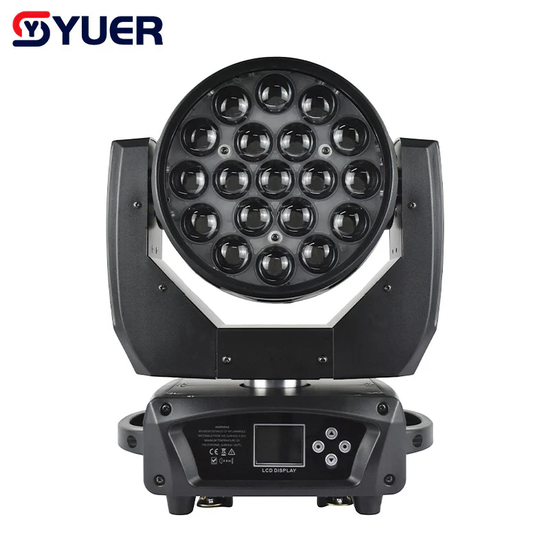 YUER™️ LED 19X15W RGBW 4IN1 Moving Head Zoom Light for Disco Beam Lights DJ Party Stage Lighting Commercial Lights