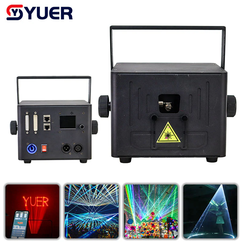 YUER™️ New 5W RGB Animaiton Laser Light with APP Control Beam Pattern Stage Lights DMX512 16CH DJ Disco Wedding Bar Stage Effect