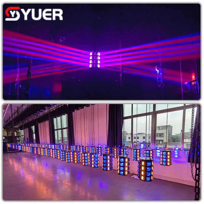 YUER™️ LED Beam 16X10W RGBW + 16X10W Amber COB Strobe Lifting Hight 1-6M DMX Artnet Mode Dj Disco Stage Lighting Club Bar Wedding