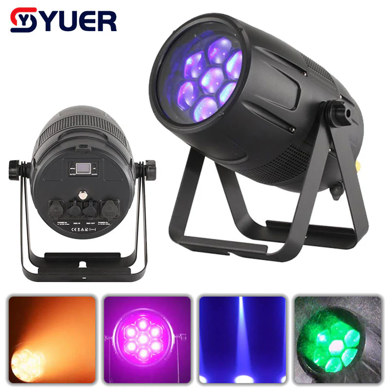 YUER™ IP65 Waterproof 7X40W LED RGBW 4In1 Wash Beam Zoom Effect Par Lights Aluminum Case Strobe DMX Music Dj Disco Stage Chirstmas Background