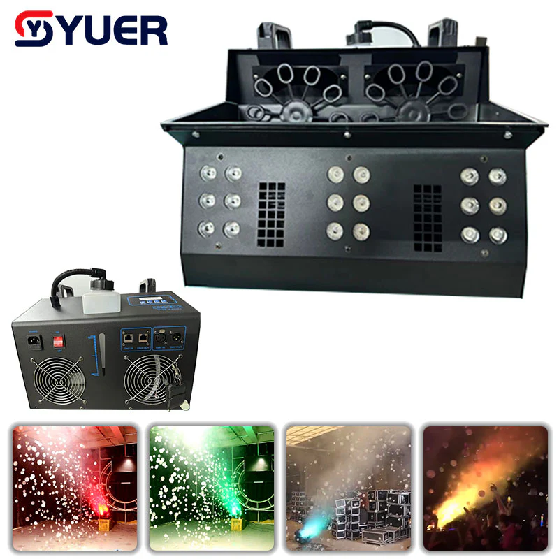 YUER™️ Fog Bubble Machine DMX512 and Remote Smoke Bubble Machine with RGB LED Lights DJ Stage Effect Bubble Machine with 2 Wheels 3.0 2 Reviews