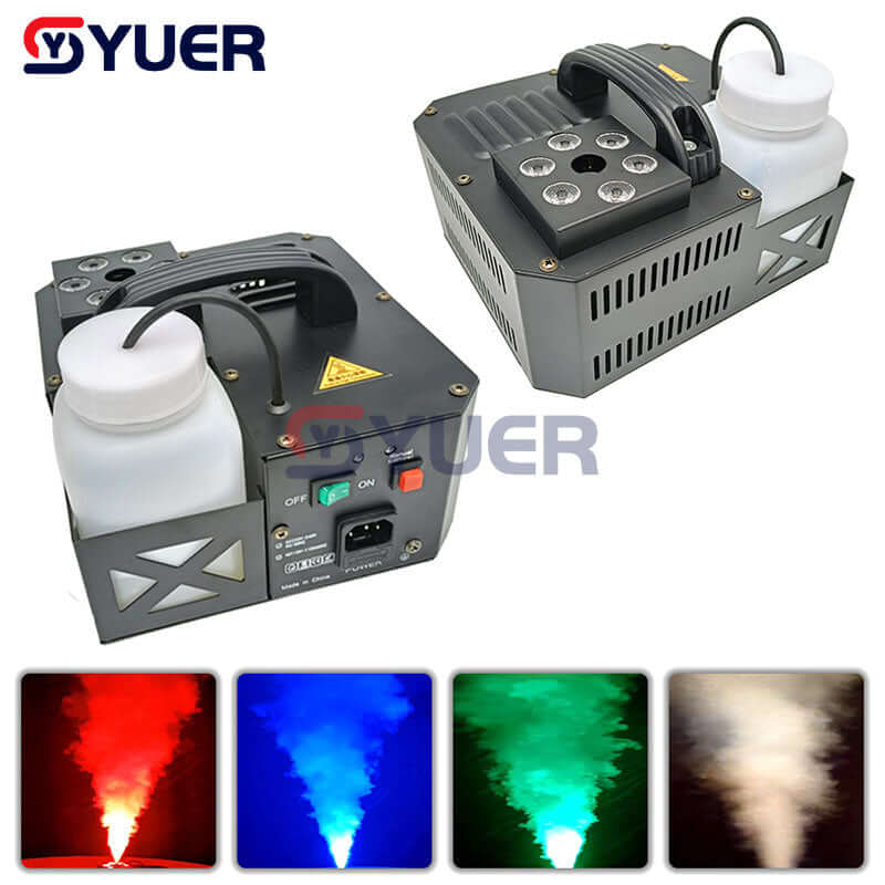 YUER™️ 600W LED Fog Machine Pyro Vertical Smoke Machine with Remote Control /Professional Fogger 6X3W RGB 3IN1 Color
