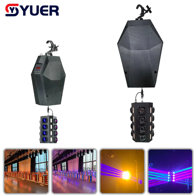 YUER™️ LED Beam 16X10W RGBW + 16X10W Amber COB Strobe Lifting Hight 1-6M DMX Artnet Mode Dj Disco Stage Lighting Club Bar Wedding