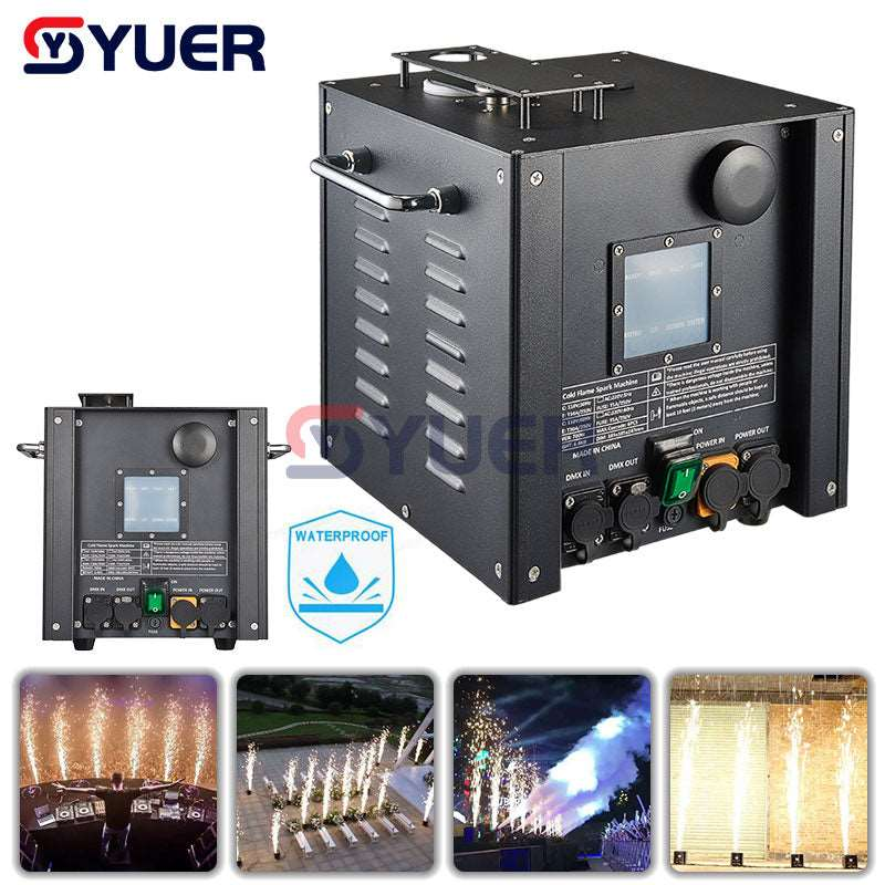 YUER™️ NEW Waterproof 700W Cold Spark Machine Cold Fireworks Wedding Sparkler Fountain DMX Remote Control Spray for Party DJ Show