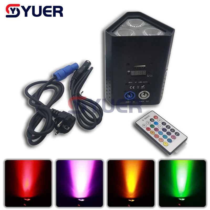 YUER™️ Mini LED Par Light 54W DMX Wireless RGBWA-UV 6IN1 for LED DJ Party Stage Lights Wash LED 2.4Ghz Wireless Remote Control Battery
