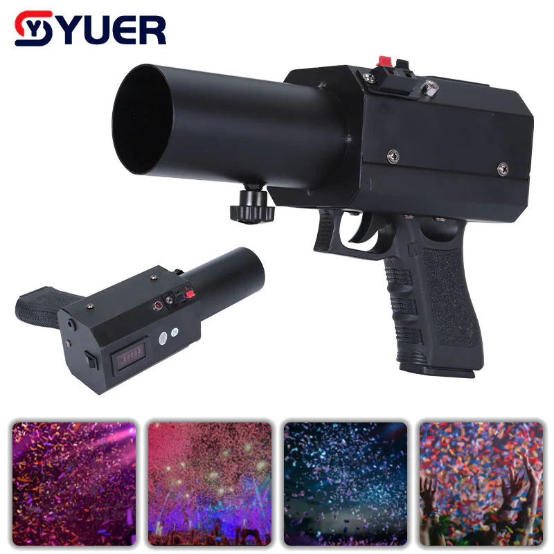 YUER™️ MINI Single Head Electronic Fireworks Gun Disco DJ Handheld Atmosphere Paper Jet Printer Colored Paper Gun Stage Lighting Props